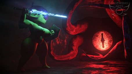 4_fingers 4_toes areola belly bevor big_breasts big_butt big_ears biped breasts butt enna_(palewdasarts) fantasy feet female female_humanoid fingers genitals green_body hair holding_object holding_weapon knight melee_weapon nails nipples pubes purple_eyes purple_hair shield short_stack slightly_chubby solo sword thick_thighs toenails toes tools vulva warrior weapon palewdas_arts palewdasarts_(modeler) goblin humanoid monster 16:9 3d_(artwork) digital_media_(artwork) hi_res tagme widescreen