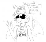 baseball_cap bat_wings clothing eyewear female hat headgear headwear membrane_(anatomy) membranous_wings sign solo sunglasses text wings replica_(artist) hasbro my_little_pony fan_character nolegs_(oc) bat_pony equid mammal 2017 english_text monochrome