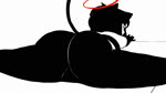 black_hair bottomwear butt clothing eyes_closed female flexible gloves hair halo handwear lying on_front pants rear_view shaking_butt simple_background solo splits spread_legs spreading topwear tube_top emmpyfour nine_(emmpyfour) animal_humanoid cat_humanoid felid felid_humanoid feline feline_humanoid humanoid mammal mammal_humanoid 16:9 2d_animation animated no_sound short_playtime webm widescreen