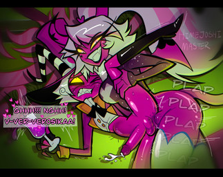 abdominal_bulge anal anal_penetration bartender big_breasts black_bars bodily_fluids breasts breasts_on_face clenched_teeth clothed clothing cum cum_while_penetrated dialogue dominant dominant_gynomorph dominant_intersex duo ejaculation fangs female footwear genital_fluids gynomorph gynomorph/male gynomorph_penetrating gynomorph_penetrating_male hair hand_on_leg hand_on_thigh heart_symbol high_heels intersex intersex/male intersex_penetrating intersex_penetrating_male long_hair male male_penetrated partially_clothed penetration plap public public_sex raised_leg sex shoes spilled_drink teeth text himejoshimaster hellaverse helluva_boss verosika_mayday wally_wackford demon humanoid imp succubus english_text hi_res letterbox