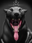 ambiguous_gender bodily_fluids eyes_closed fangs feral gaping_mouth melanistic mouth_shot open_mouth saliva solo teeth tongue tongue_out apoptosis felid jaguar mammal pantherine hi_res