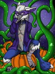 anthro female food fruit genitals holidays plant presenting pumpkin pussy scar sitting solo tentacles arulouprouge capcom halloween monster_hunter flying_wyvern nargacuga 3:4 hi_res trans_(lore) trans_man_(lore)