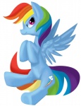 blue_body blue_feathers blue_fur cutie_mark feathered_wings feathers female feral fur hair multicolored_hair multicolored_tail pink_eyes rainbow_hair rainbow_tail smile solo tail wings fauxsquared friendship_is_magic hasbro my_little_pony mythology rainbow_dash_(mlp) equid equine mammal mythological_creature mythological_equine pegasus absurd_res hi_res