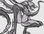 anthro claws female flat_chested genitals nude open_mouth pussy sharp_teeth simple_background solo teeth toe_claws white_background evilymasterful love_death_+_robots netflix khanivore alien hybrid monster 2019 monochrome