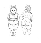 anthro butt clothing fat_rolls female genitals hair navel overweight pussy scut_tail shirt short_tail solo t-shirt tail topwear 1p3p3nis bunny_(1p3p3nis) lagomorph leporid mammal rabbit absurd_res hi_res monochrome trans_(lore) trans_man_(lore)