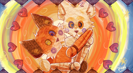 anthro blush detailed_background doll duo fur heart_symbol hug hugging_another looking_at_viewer male male/male orange_body orange_fur romantic romantic_couple white_body white_fur pinumontbalou epic_games fortnite fennix_(fortnite) volpez_(fortnite) arctic_fox canid canine canis fox mammal red_fox true_fox hi_res brother_(lore) brothers_(lore) incest_(lore) sibling_(lore)