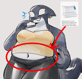 anthro black_body black_bottomwear black_clothing black_pants bottomwear breasts cleavage clothed clothed_anthro clothed_female clothing countershade_torso countershading directional_arrow dorsal_fin emanata female female_anthro fin fin_piercing fingers front_view fully_clothed fully_clothed_anthro fully_clothed_female furgonomic_piercing furgonomics humor navel open_mouth open_smile overweight overweight_anthro overweight_female pants piercing pillow red_circle simple_background sleeveless_clothing sleeveless_shirt sleeveless_topwear slightly_chubby slightly_chubby_anthro slightly_chubby_female smile solo tail tail_fin text thick_thighs topwear white_body white_countershading conditional_dnp sonokido ventura_city_drifters diana_okoro aquatic cetacean dolphin mammal oceanic_dolphin orca toothed_whale 2026 digital_drawing_(artwork) digital_media_(artwork) english_description english_text hi_res portrait three-quarter_portrait