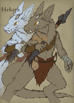 4_fingers ambiguous_gender anthro claws clothing dagger fingers fur horn melee_weapon polearm simple_background solo spear weapon frostwyrm102 kobold scalie mixed_media