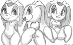 anthro butt female genitals looking_at_viewer nipples nude presenting presenting_hindquarters pussy smile solo spread_legs spreading thick_thighs wide_hips xylas sega sonic_the_hedgehog_(series) cream_the_rabbit lagomorph leporid mammal rabbit monochrome