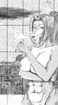 anthro architecture big_breasts breasts building city detailed_background detailed_scales female genitals glistening glistening_eyes hair landscape long_hair manga_style nipples pussy scales sky skyscraper solo fluxdivided mythology dragon mythological_creature mythological_scalie scalie 4k 9:16 absurd_res detailed hi_res monochrome