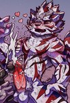 abs anthro aroused athletic athletic_male balls bed blush bodily_fluids countershading cum cumshot ejaculation erection eye_roll fur furniture genital_fluids genitals looking_pleasured lying male massage_gun masturbation muscular nude on_back open_mouth pawpads paws pecs penile penis red_eyes red_stripes scar sex_toy short_male shuddering solo stripes sweat tail vibrator vibrator_on_penis white_body white_fur jwbash lifewonders live_a_hero kalaski alien felid feline mammal pantherine tiger absurd_res hatching_(art) hi_res shaded