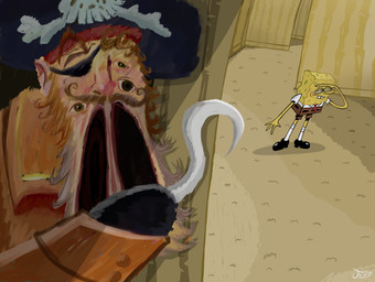 beard body_horror duo eye_patch eyewear facial_hair horror_(theme) male mustache open_mouth pirate pirate_hat pirate_outfit jn27xxx backrooms_(film) nickelodeon spongebob_squarepants the_backrooms spongebob_squarepants_(character) aquatic human humanoid mammal monster sea_sponge hi_res