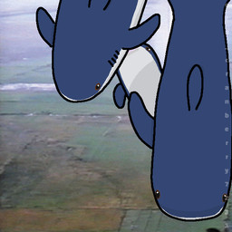 ambiguous_gender anthro group midair plushie trio godspeed_you!_black_emperor ikea blahaj aquatic fish shark 1:1 digital_media_(artwork) meme