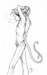 alternative_fashion anthro cigarette clothed clothing detailed_ear ear_piercing funny_post_number goth helix_piercing male piercing simple_background smoke smoking solo tail tattoo topless seraph marasmus mammal murid murine rat rodent monochrome