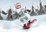 anthro fur male mountain snow snowboard snowboarding solo visor white_body white_fur winter winter_clothing stardustfoxart jake_darkstar arctic_fox canid canine fox mammal true_fox 2021 full-length_portrait hi_res portrait