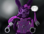 absurd_res after_transformation ambiguous_gender bdsm blush blush_lines blushing_at_viewer bondage bondage_harness bound bow_ribbon clothing conditional_dnp cuff_(restraint) dark_room dr_sylvia_(squeakitties) eeveelution eye_contact female gas_mask gas_tank generation_6_pokemon glistening glistening_body hi_res human implied_transformation infinity_symbol latex latex_clothing latex_skinsuit looking_at_another looking_at_viewer mammal mask nintendo pendeura permanent pokemon pokemon_(species) praise purple_body restraints rubbermon seductive skinsuit solo suit sylveon symbol tail tail_motion tailwag tentacles tight_clothing visor visor_eyes