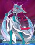 anthro blue_body blue_fur cloud female fur ice ice_sword jewelry melee_weapon multicolored_body multicolored_fur necklace pokemorph solo sword two_tone_body two_tone_fur weapon rilex_lenov fakemon nintendo pokemon aki_(rilex_lenov) eeveelution generation_4_pokemon gigantamax_pokemon glaceon pokemon_(species)