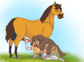 ambiguous_penetration animal_genitalia animal_penis anus balls bestiality breasts equine_genitalia equine_penis erection faceless_character faceless_female fellatio female female_on_feral female_penetrated feral feral_penetrating feral_penetrating_female feral_penetrating_human fluffy from_behind_position genitals group group_sex handjob horseshoe human_on_feral human_penetrated interspecies kissing male male/female male_penetrating male_penetrating_female mmf mmf_threesome mounting oral penetration penile penile_penetration penis penis_kissing sex threesome trio cajuzinho02 balto_(series) dreamworks spirit:_stallion_of_the_cimarron universal_studios anon balto spirit_(cimarron) canid canine canis equid equine horse human mammal spirit wolf crossover hi_res