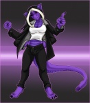 4_arms 4_toes 5_fingers anthro barefoot biped bottomwear breasts bulge clothed clothing feet fingers genitals gynomorph hoodie intersex multi_arm multi_limb non-mammal_breasts pants penis pose purple_body purple_eyes purple_skin shirt simple_background solo tail tail_genitals tail_penis toes topwear unusual_anatomy unusual_genitalia_placement unusual_penis_placement unusual_tail rahsyk mythology enth dragon mythological_creature mythological_scalie scalie