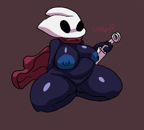 2_horns anthro belly big_breasts big_butt big_nipples biped black_body black_eyes blue_nipples breasts butt clothing empty_eyes exposed_breasts female fingers holding_melee_weapon holding_object holding_weapon horn kneeling melee_weapon nipples red_clothing slightly_chubby slightly_chubby_female solo sword thick_thighs weapon clovedex hollow_knight_(franchise) team_cherry hornet_(hollow_knight) arachnid arthropod 2026
