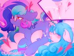 blue_body blue_fur blue_hair blush bodily_fluids clitoris cutie_mark dorisss ejaculation equid equine female female/female feral feral_on_feral fur genital_fluids genitals hair hasbro hi_res hooves horn mammal my_little_pony mythological_creature mythological_equine mythology pink_body pink_fur pussy_ejaculation unicorn vaginal_fluids