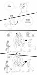 2017 absurd_res anthro belt black_and_white canid canine clothed clothing comic dialogue disney english_text felid fox group hi_res inter_schminter lagomorph leporid male mammal max_midnight monochrome necktie nick_wilde pantherine police police_uniform rabbit red_fox speech_bubble spintherella text tiger true_fox uniform zootopia