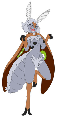 2_toes 3_fingers antennae_(anatomy) anthro areola arthropod_abdomen black_areola breasts brown_body brown_fur clothing crotch_tuft eyes_closed feet female fingerless_gloves fingers fur gloves grey_body grey_fur handwear insect_wings inverted_nipples lepidopteran_wings neck_tuft nipples non-mammal_breasts non-mammal_nipples open_mouth open_smile simple_background smile solo toes tuft white_background wings sinful-spector arthropod insect lepidopteran moth hi_res