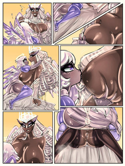 big_breasts bodily_fluids breasts duo female female/female genital_fluids genitals halo heart_symbol nipples purple_eyes removing_shirt shocked simple_background tit_sucking vaginal_fluids vulva wings yellow_background bitterrbunz hazbin_hotel hellaverse emily_(hazbin_hotel) sera_(hazbin_hotel) angel humanoid seraph_(angel) 2024 comic hi_res incest_(lore) sibling_(lore) sister_(lore) sisters_(lore)
