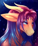 anthro blush blush_lines female gem hair horn long_hair looking_down makeup shy smile solo piiunivers angeliic_dragon_(piiunivers) hybrid scalie 5:6 absurd_res hi_res portrait