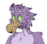 anthro arm_tuft beak black_tipped_beak cheek_tuft closed_beak closed_frown eyebrows facial_tuft fangs feather_hair feathers frown green_eyes green_sclera hair light male male_anthro mouth_closed multicolored_body multicolored_feathers multicolored_hair orange_beak pseudo_hair purple_body purple_eyebrows purple_feathers purple_hair short_hair shoulder_tuft simple_background solo teeth tired_eyes toothed_beak tuft two_tone_body two_tone_feathers two_tone_hair white_background beastofeuthanasia gniloy accipitrid accipitriform avian bird eagle pallas's_sea_eagle sea_eagle 2023 bust_portrait colored digital_drawing_(artwork) digital_media_(artwork) english_description hi_res lighting portrait shaded simple_shading