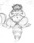 breasts busty_feral feet female feral fur genitals hindpaw lying multi_nipple navel nipples nude on_back paws pussy semi-anthro smile solo oddwilds mammal procyonid raccoon 2015 graphite_(artwork) monochrome sketch traditional_media_(artwork)