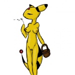 anthro anthrofied breasts female genitals nipples nude pokemorph pussy simple_background solo tail white_background yellow_body yellow_skin pantsforransom nintendo pokemon ampharos generation_2_pokemon pokemon_(species) 1:1 2009