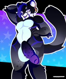 anthro big_penis genitals gradient_background male penis simple_background smile solo standing swinging_penis massepppp hybrid mammal mustelid otter 2d_animation 5:6 animated hi_res no_sound short_playtime