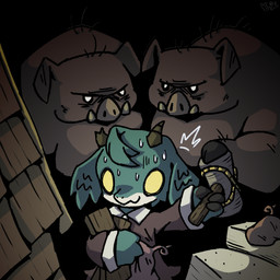 bodily_fluids caught_in_the_act female group imminent_sex nervous nervous_sweat split_form sweat shleepy_minc_(artist) don't_starve klei_entertainment pig_man_(don't_starve) wurt_(don't_starve) aquatic bovid caprine domestic_pig goat hybrid mammal merfolk merm mermgoat scalie suid suine sus_(pig) hi_res