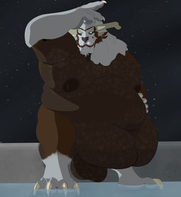 armpit_hair balls big_balls body_hair genitals hairy male morbidly_obese nipples obese overweight overweight_male solo bigbearbenny guild_wars finnick_(bigbearbenny) charr felid mammal absurd_res hi_res