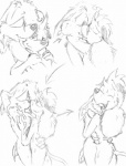 anthro butt duo eyelashes eyes_closed female fur hair kissing long_hair male male/female nude open_mouth smile spade_tail tail david_hopkins jack_(webcomic) central jack_(david_hopkins) lagomorph leporid mammal rabbit graphite_(artwork) greyscale monochrome sketch traditional_media_(artwork)