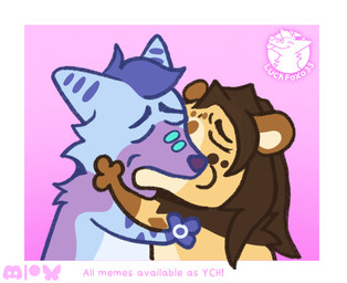 anthro belly blue_body blue_fur blue_hair cheek_tuft chest_tuft couples dialogue duo_focus facial_tuft female fur group hair humor kissing male pink_background relationship romantic romantic_couple silly silly_face simple_background speech_bubble text tuft white_belly luckfoxo33 yoshi_and_toad_kissing tatum_koenig tolng canid canine felid fox lion mammal pantherine comic hi_res meme trans_(lore) trans_man_(lore) trans_woman_(lore)
