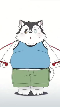 anthro belly big_belly black_body black_fur black_nose blue_clothing blue_eyes blue_shirt blue_tank_top blue_topwear bodily_fluids bottomwear brown_eyes claws clothing ears_down exercise facial_scar finger_claws forehead_scar fur gloom_lines green_short heterochromia humanoid_hands inner_ear_fluff jumping kemono leaning_on_wall male overweight overweight_anthro overweight_male pivoted_ears scar shirt shorts simple_background solo surgical_suture sweat tank_top tired toe_claws topwear tuft white_body white_fur white_inner_ear_fluff workout nikiciy sora_(nikiciy) canid canine canis domestic_dog husky mammal nordic_sled_dog spitz 2022 animated short_playtime sound video