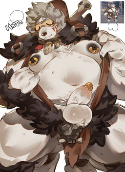 biped black_body black_fur bodily_fluids clothing eyewear facial_tattoo fur genital_piercing genitals goggles hoodie male moobs overweight penis piercing reference_inset solo sweat sweatdrop sweaty_body tattoo text thought_bubble topwear vein veiny_penis white_body white_fur cacaisfree blizzard_entertainment overwatch polar_hog_roadhog roadhog_(overwatch) bear human mammal suid suine sus_(pig) wild_boar absurd_res digital_drawing_(artwork) digital_media_(artwork) english_text hi_res reference_image shaded simple_shading