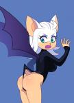 5_fingers ahoge anthro bat_wings big_breasts big_ears black_clothing black_nose blue_background breasts butt clothing countershade_face countershading embarrassed eyebrows eyelashes female fingers fur glistening hair humanoid_hands leaning leaning_forward legs_together leotard lips long_hair long_sleeves looking_aside looking_away membrane_(anatomy) membranous_wings multicolored_body multicolored_fur open_mouth purple_wings raised_tail short_tail side_view simple_background small_nose solo standing sweater tail tan_body tan_countershading tan_fur tan_tail teal_eyes topwear turtleneck two_tone_body two_tone_fur wavy_mouth wedgie white_body white_fur white_hair wings kempferzero sega sonic_the_hedgehog_(series) rouge_the_bat bat mammal digital_media_(artwork) portrait three-quarter_portrait