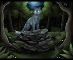 ambiguous_gender black_bars blue_eyes detailed_background forest fur glowing glowing_eyes grey_body grey_fur group highrock looking_at_viewer night outside plant rock solo_focus tail tree maplespyder warriors_(book_series) bluestar_(warriors) domestic_cat felid feline felis mammal 2013 2d_animation animated digital_media_(artwork) shaded short_playtime soft_shading female_(lore)