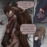1:1 a_story_with_a_known_end anthro blood bodily_fluids brown_body brown_fur canid canine clementine_(aswake) comic dialogue digital_media_(artwork) duo english_text female fur grey_body grey_fur insult lexus_(a_story_with_a_known_end) male mammal ripli russian_text speech_bubble text translated wings wipe
