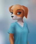 anthro behemon blue_eyes canid canine canis clothed clothing digital_media_(artwork) domestic_dog female fully_clothed half-length_portrait hi_res mammal portrait smile solo