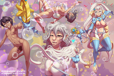 bow_accessory breasts clothing eyewear feet female fur gender_transformation glasses legwear magical_girl_outfit magical_girl_wand male nude_male prehensile_feet thigh_highs toes transformation white_body white_fur erunroe haplorhine mammal monkey primate 2025