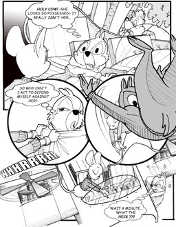 anthro bomber_jacket bottomless bottomless_female breasts clenched_teeth clothed clothing dizzy female forest male male/female plant rangerplane rotor scared scut_tail short_tail sweater tail teeth text thinking throwing topwear tree turtleneck chris_fischer chip_'n_dale_rescue_rangers disney chip chip_(disney) gadget_hackwrench sparky_(cdrr) chipmunk ground_squirrel mammal mouse murid murine rodent sciurid comic english_text hi_res