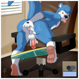 anal anal_fingering anthro balls being_watched camera feet fingering genitals humanoid_genitalia humanoid_penis looking_at_another male masturbation penis soles solo webcam aaron_(artist) island_(character) mammal mustelid otter 1:1 hi_res