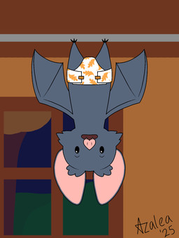 3_toes anthro beady_eyes big_ears cheek_tuft cute_fangs diaper facial_tuft fangs feet grey_body hanging_from_pole hanging_upside_down inside male membrane_(anatomy) membranous_wings pink_inner_ear teeth toes tuft upside_down window winged_arms wings flamingazalea natural_habitat_shorts batrick_(natural_habitok) bat leaf-nosed_bat mammal microbat vampire_bat yangochiropteran 2025 hi_res