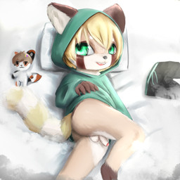 5_fingers anthro balls bangs barefoot bedding bedding_background bent_leg big_eyes blonde_hair bodily_fluids bottomless bottomless_anthro bottomless_male brown_body brown_claws brown_ears brown_face brown_feet brown_fur brown_hands brown_markings casual_exposure cheek_markings circle_eyebrows claws clothed clothed_anthro clothed_male clothing countershade_balls countershade_face countershade_fur countershade_genitalia countershade_legs countershade_neck countershade_penis countershade_thighs countershading cute_fangs discarded_clothing dripping eyebrows facial_markings fangs feet finger_claws fingers fluffy fluffy_tail foreskin fur furgonomic_headwear furgonomic_hood furgonomic_hoodie furgonomic_topwear furgonomics genital_fluids genitals glans glistening glistening_eyes green_clothing green_eyes green_hoodie green_topwear grey_nose hair hair_between_eyes half-erect head_markings hood hood_up hoodie hoodie_only humanoid_genitalia humanoid_hands humanoid_penis iris kemono leg_markings looking_at_viewer lying male male_anthro markings monotone_clothing monotone_hair monotone_hoodie monotone_topwear multicolored_body multicolored_face multicolored_fur multicolored_legs multicolored_tail on_back open_mouth open_smile penis pillow pink_glans pink_tongue plushie pose precum precum_drip pupils retracted_foreskin ring_(marking) ringed_tail short_hair shota slim slim_anthro slim_male smile smiling_at_viewer socks_(marking) solo straight_leg striped_markings striped_tail stripes tail tail_markings tan_body tan_face tan_fur tan_legs teeth three-quarter_view tongue topwear topwear_only two_tone_tail urethra white_balls white_body white_countershading white_eyebrows white_face white_foreskin white_fur white_inner_ear white_legs white_markings white_neck white_penis white_sclera white_stripes white_tail yellow_body yellow_fur yellow_markings yellow_stripes yellow_tail young young_anthro young_male taurineaddict ailurid mammal red_panda 1:1 absurd_res full-length_portrait hi_res pinup portrait shaded