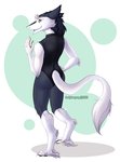 anthro butt clothed clothing crossdressing deadlydownpour femboy hi_res kinjagh_(character) leotard male one-piece_swimsuit piercing presenting presenting_hindquarters sergal solo speedo swimwear tail tight_clothing