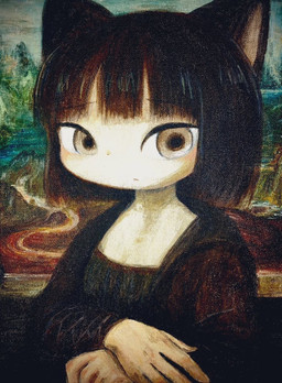 female jogasakiya mona_lisa_(painting) animal_humanoid cat_humanoid felid felid_humanoid feline feline_humanoid humanoid mammal mammal_humanoid 2024 acrylic_painting_(artwork) painting_(artwork) redraw traditional_media_(artwork) traditional_painting_(artwork)